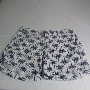 Old Navy Shorts 2 White Blue Palm Trees Tropical
